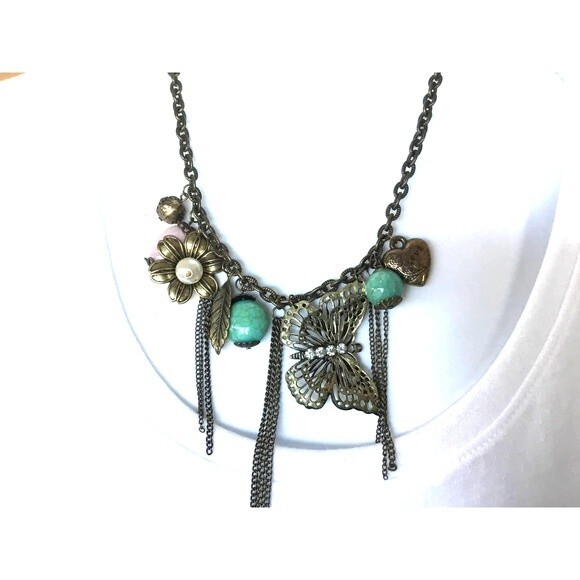 Necklace with Butterfly and Charms - Picture 1 of 3